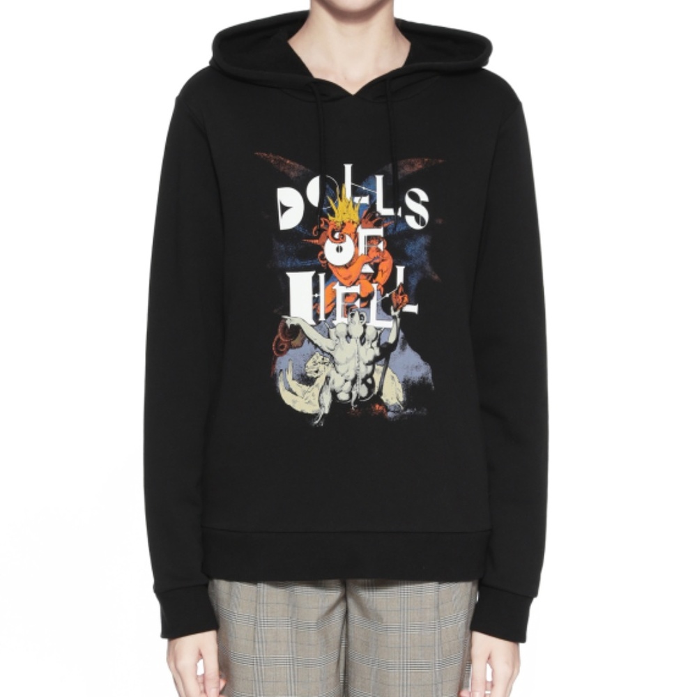 $400 RARE A.P.C / APC Black Band Hoodie with graphic/ Hooded Sweatshirt Small